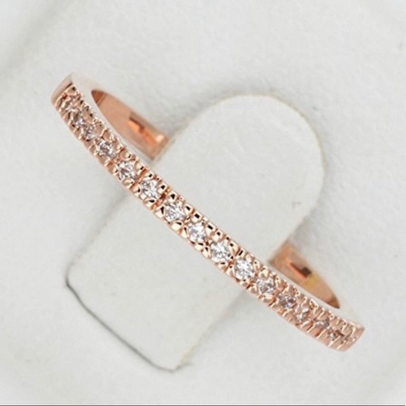 **18K Rose Gold Diamond Half Eternity Band - Picture 3 of 4